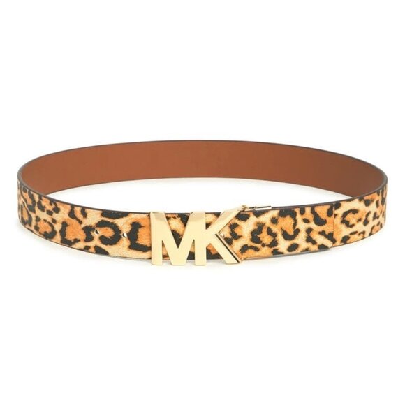 NWT Michael Kors Reversible Belt with MK Buckle leopard - Picture 3 of 4
